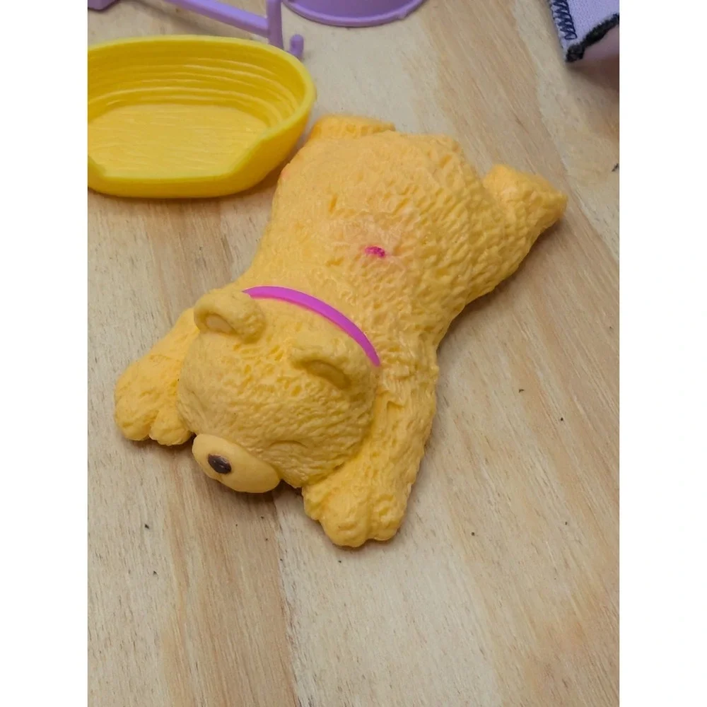 Barbie Size Pet‎ Dog Accessories Lot Puppies Bed Bowl Dollhouse Animals